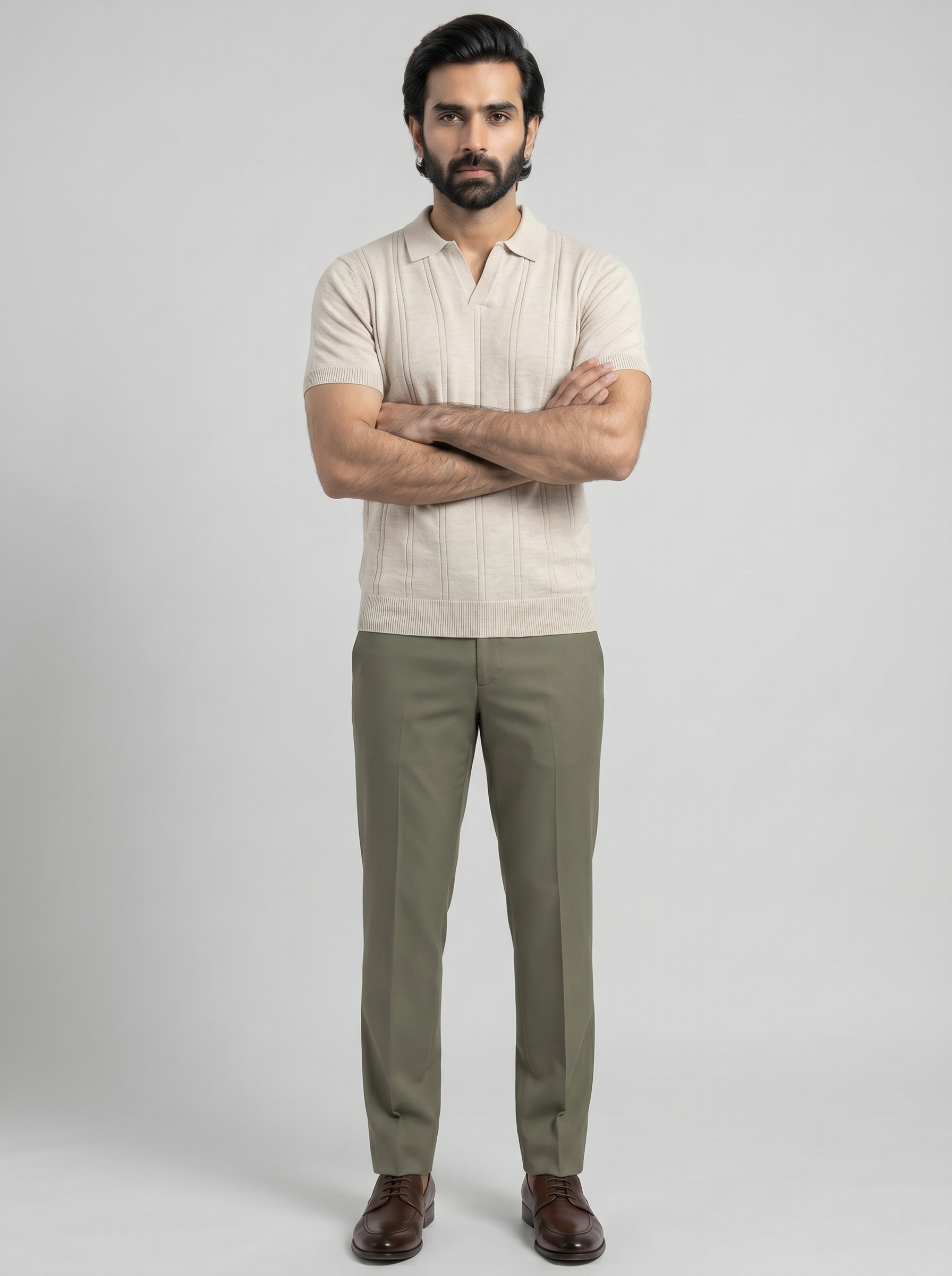 BEIGE OLD MONEY KNITTED POLO