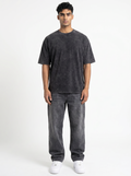 BLACK ACID WASH OVERSIZED TEE